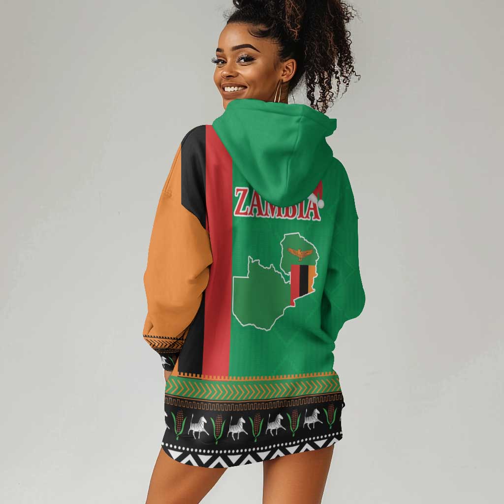 Afro Zambia Christmas Hoodie Dress Coat Of Arms With Kente Pattern LT18