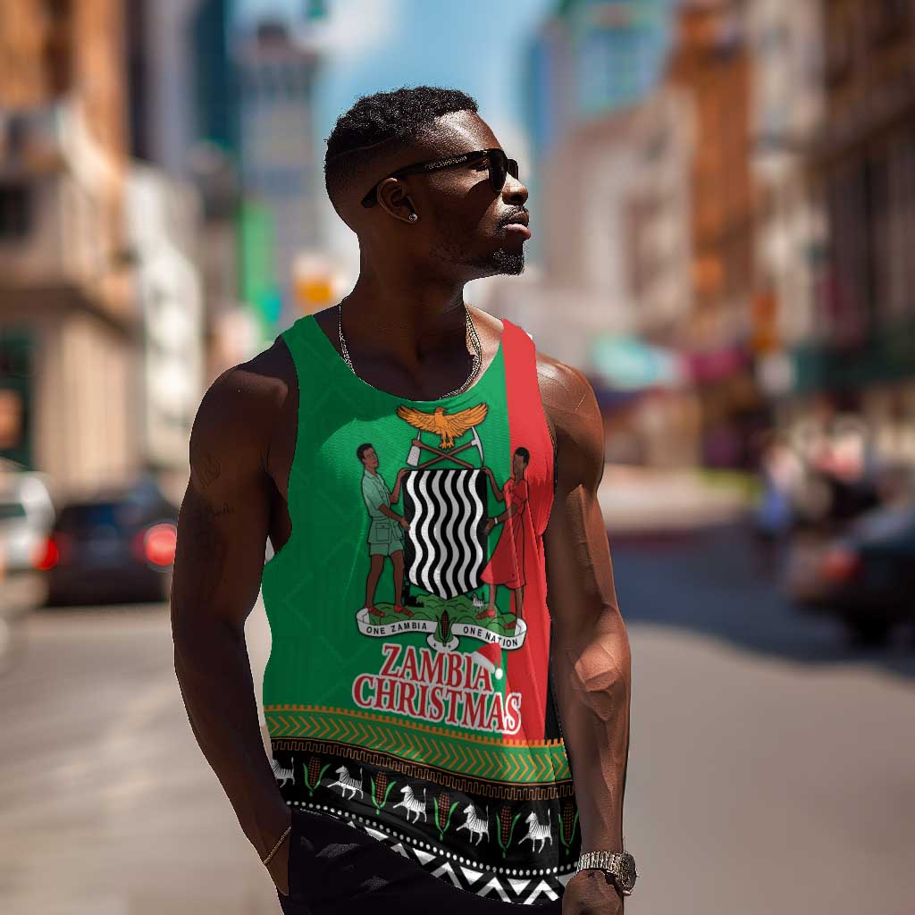 Afro Zambia Christmas Men Tank Top Coat Of Arms With Kente Pattern LT18