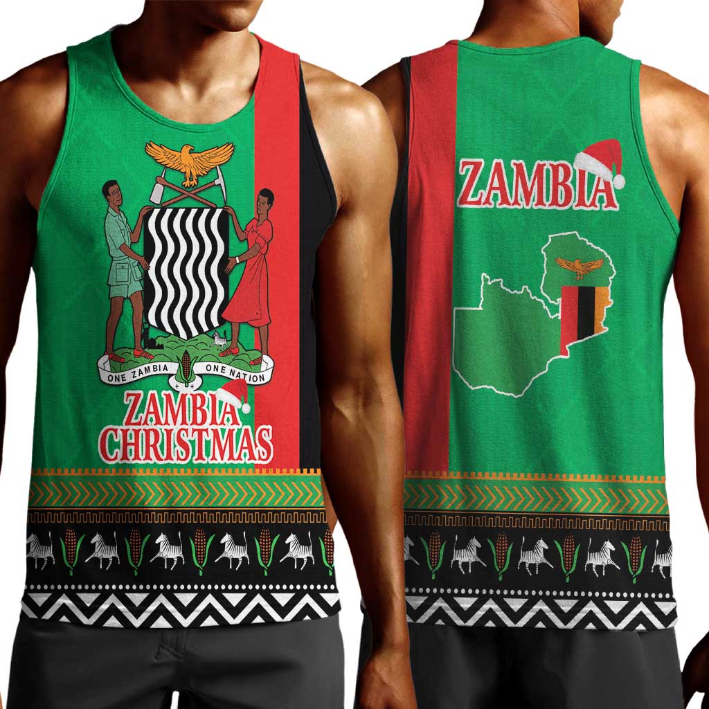 Afro Zambia Christmas Men Tank Top Coat Of Arms With Kente Pattern LT18