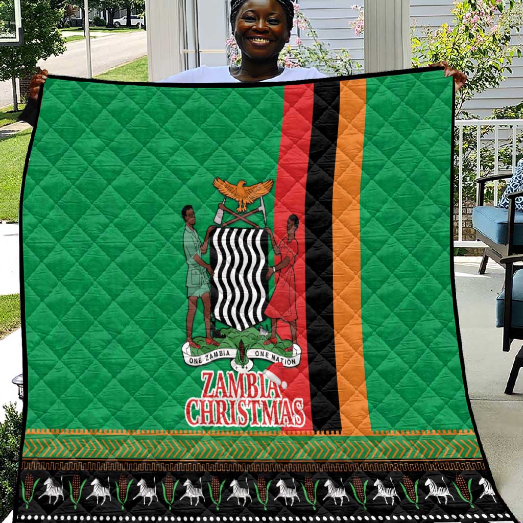 Afro Zambia Christmas Quilt Coat Of Arms With Kente Pattern LT18