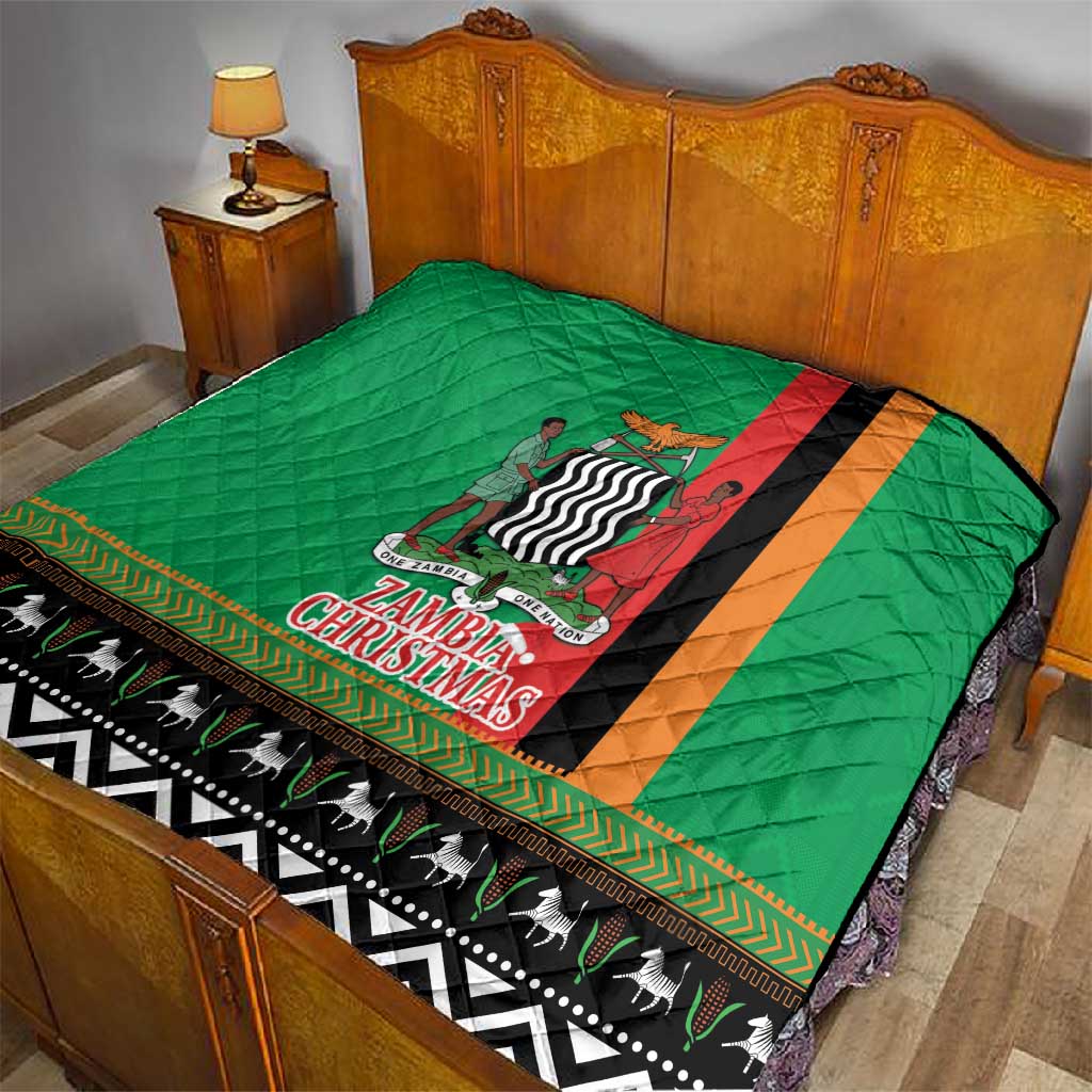 Afro Zambia Christmas Quilt Coat Of Arms With Kente Pattern LT18