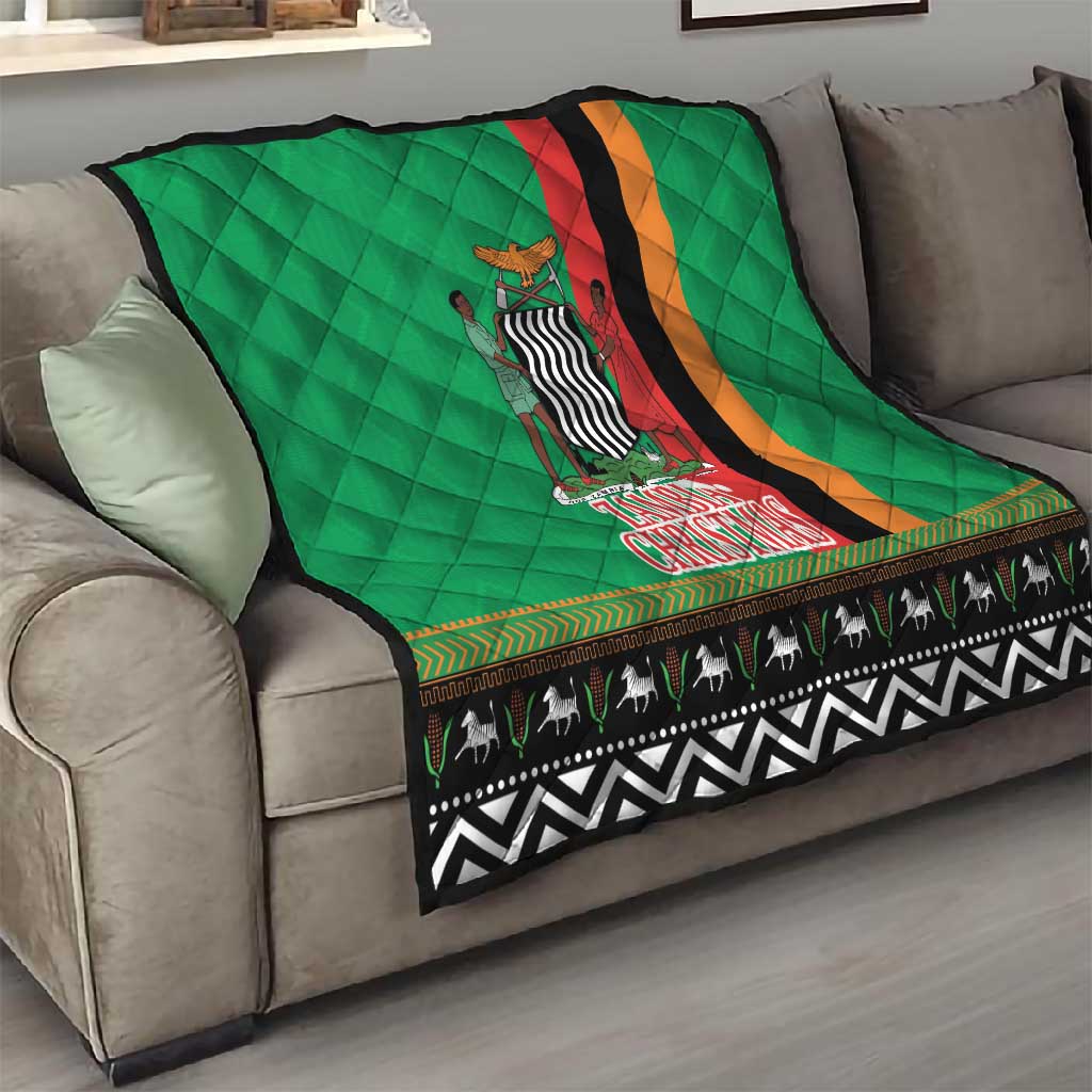 Afro Zambia Christmas Quilt Coat Of Arms With Kente Pattern LT18
