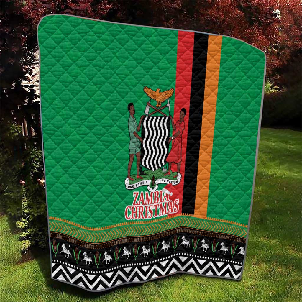 Afro Zambia Christmas Quilt Coat Of Arms With Kente Pattern LT18