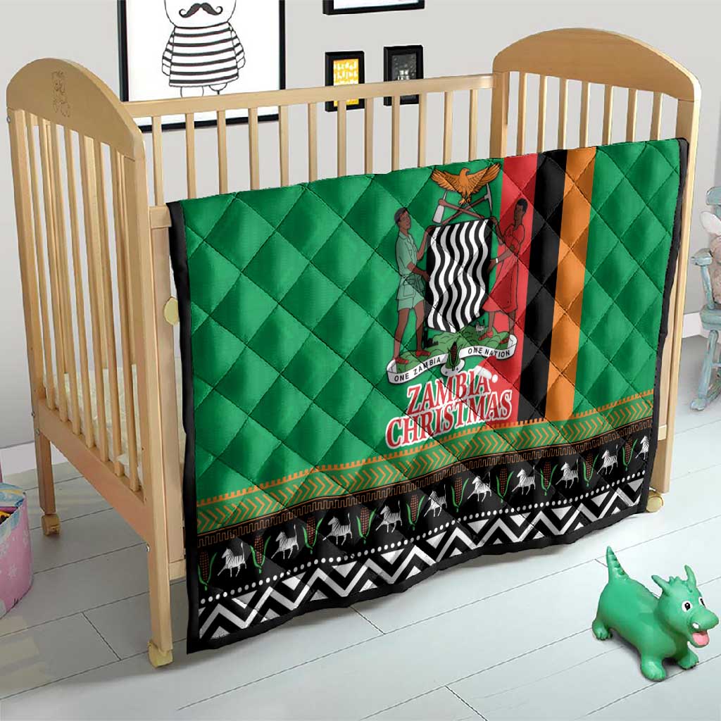 Afro Zambia Christmas Quilt Coat Of Arms With Kente Pattern LT18
