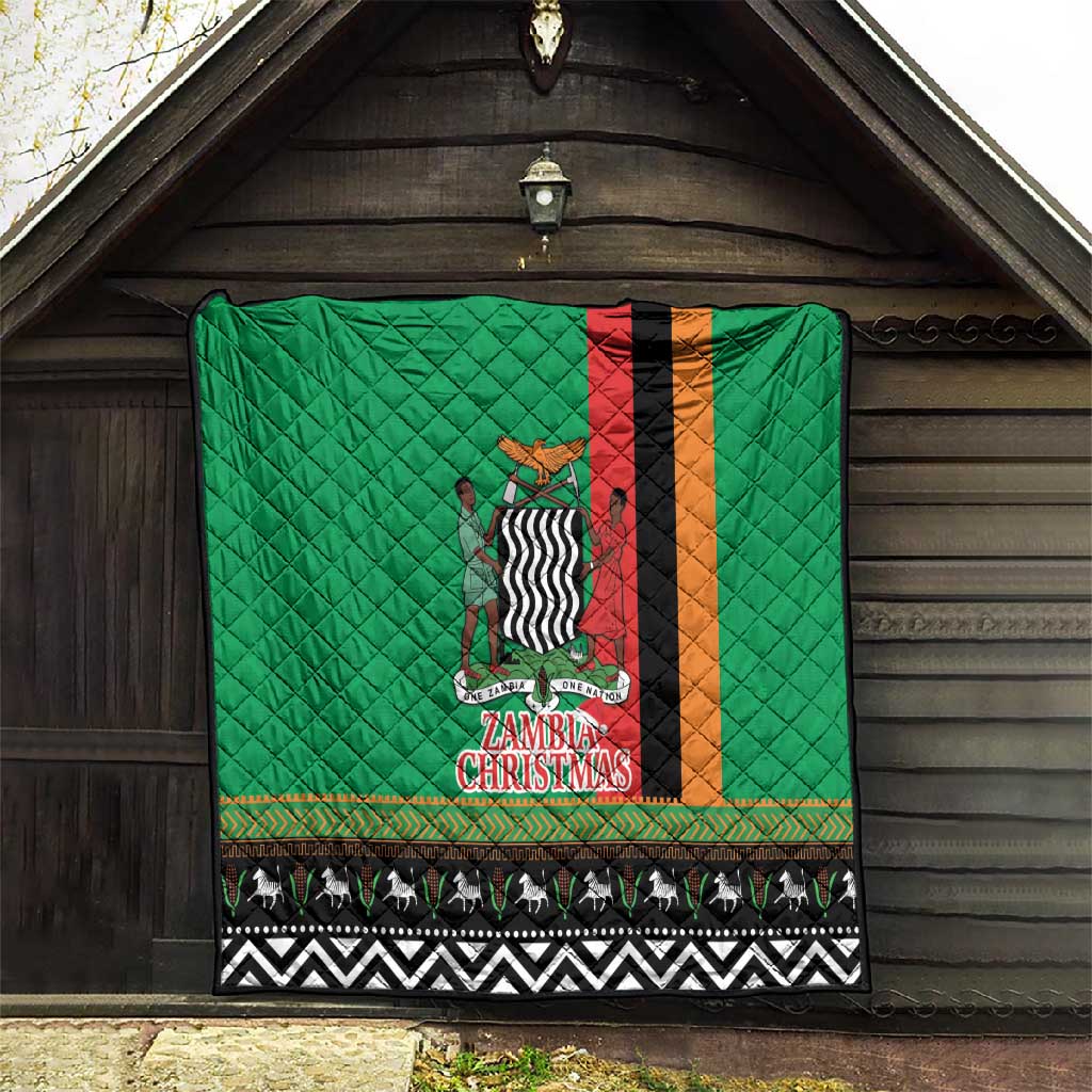 Afro Zambia Christmas Quilt Coat Of Arms With Kente Pattern LT18