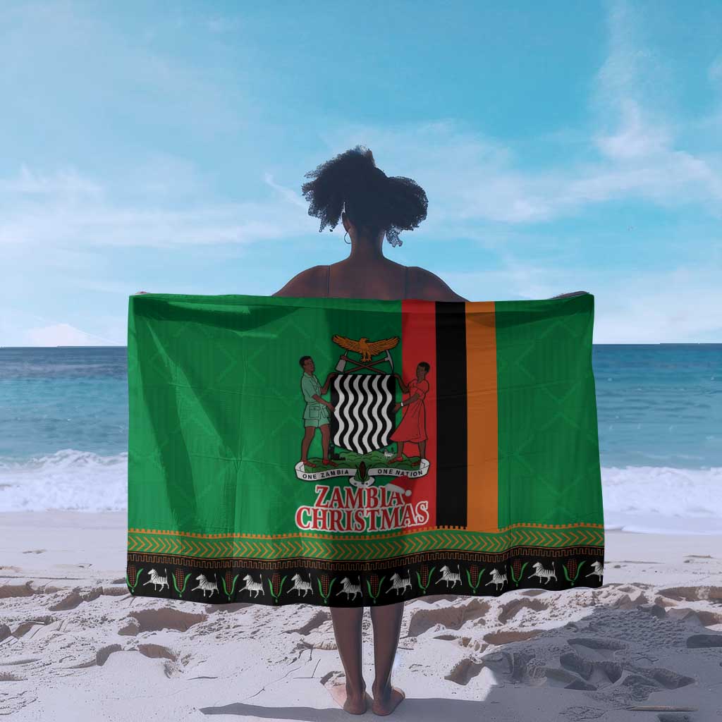 Afro Zambia Christmas Sarong Coat Of Arms With Kente Pattern LT18