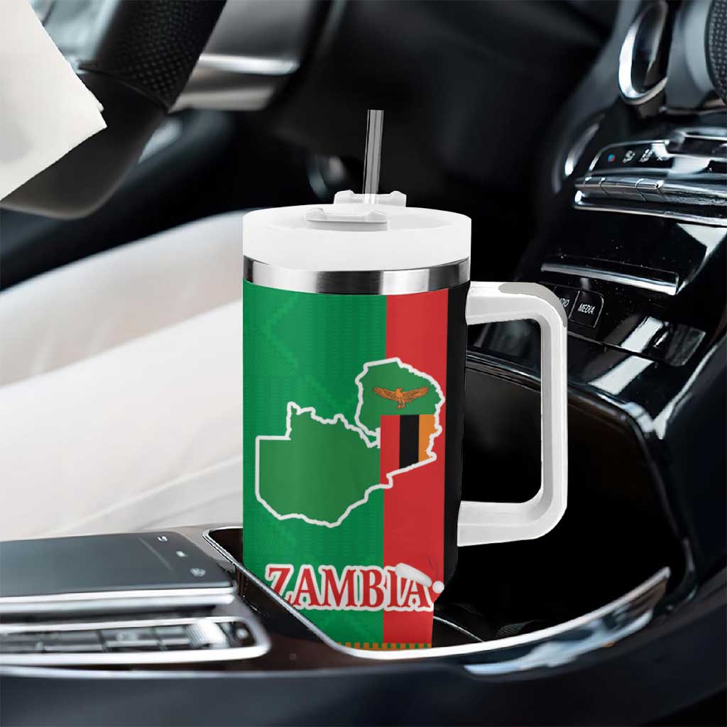 Afro Zambia Christmas Tumbler With Handle Coat Of Arms With Kente Pattern LT18
