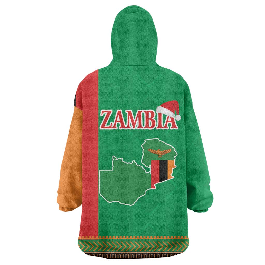 Afro Zambia Christmas Wearable Blanket Hoodie Coat Of Arms With Kente Pattern LT18