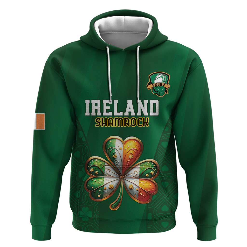 Custom Ireland Rugby Hoodie Shamrock With Ireland Flag Colors LT18