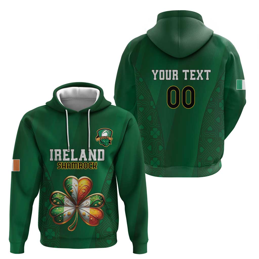 Custom Ireland Rugby Hoodie Shamrock With Ireland Flag Colors LT18