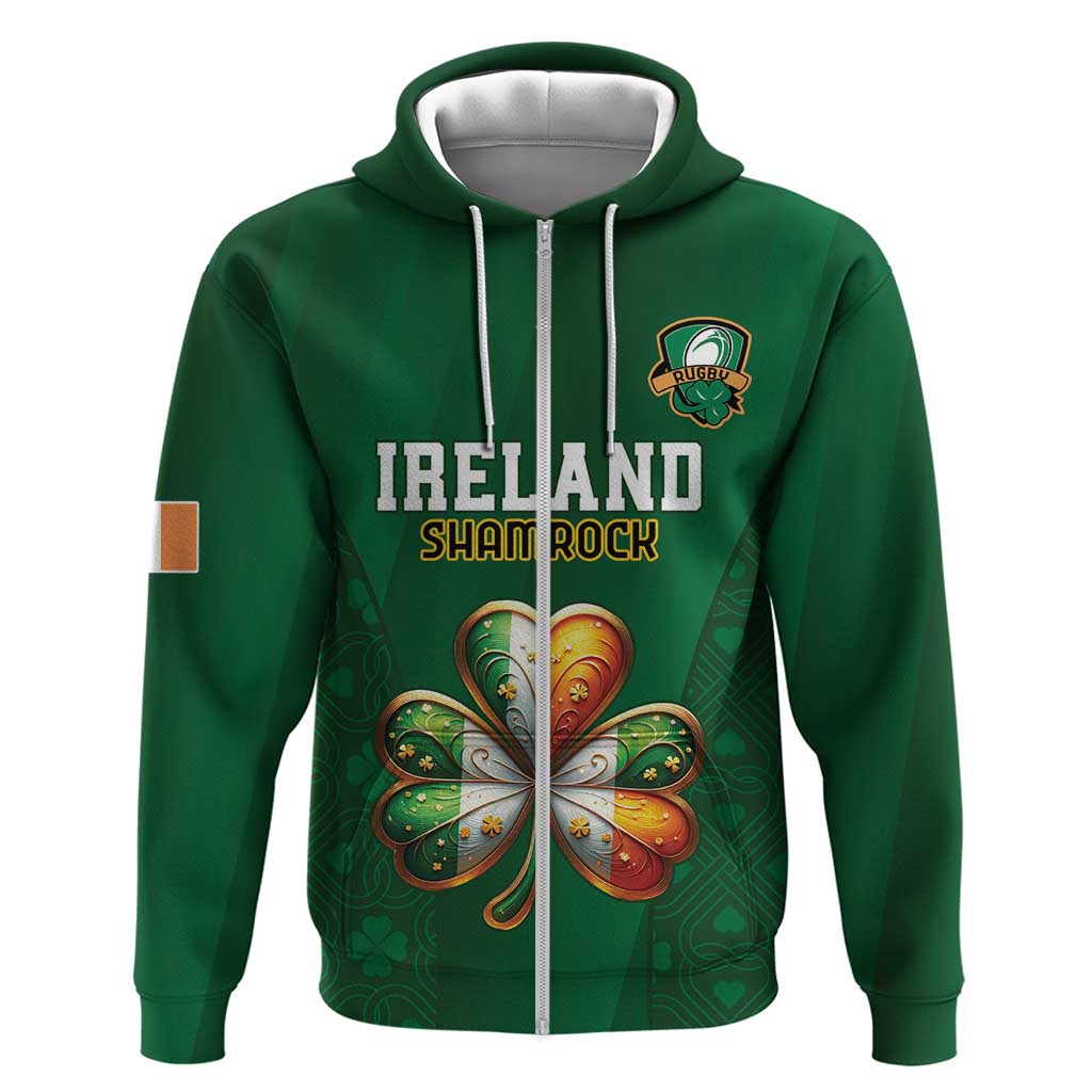 Custom Ireland Rugby Hoodie Shamrock With Ireland Flag Colors LT18