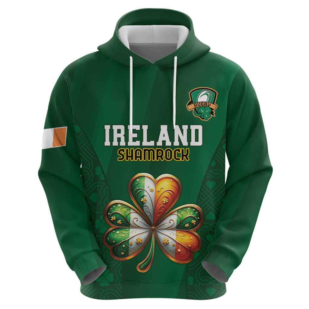 Custom Ireland Rugby Hoodie Shamrock With Ireland Flag Colors LT18