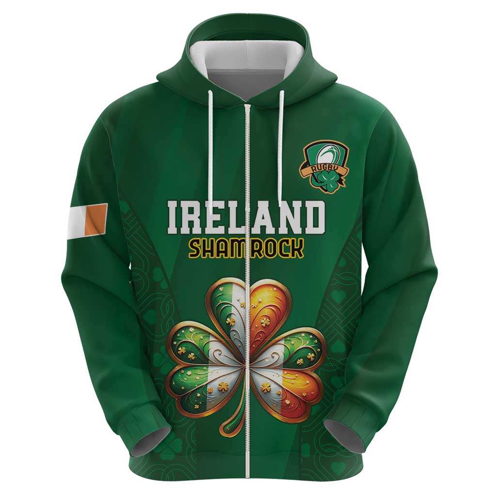 Custom Ireland Rugby Hoodie Shamrock With Ireland Flag Colors LT18
