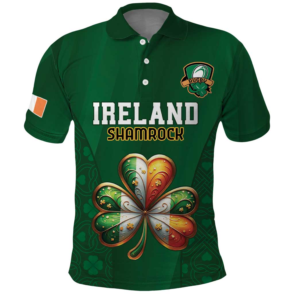Custom Ireland Rugby Polo Shirt Shamrock With Ireland Flag Colors LT18