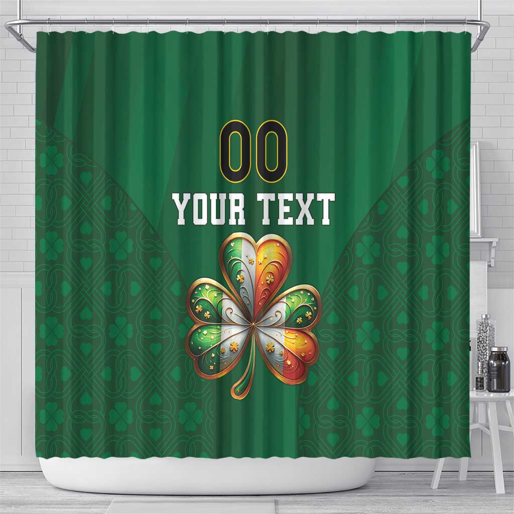 Custom Ireland Rugby Shower Curtain Shamrock With Ireland Flag Colors LT18