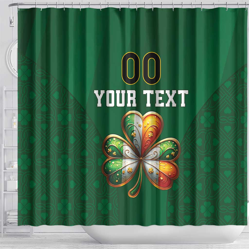 Custom Ireland Rugby Shower Curtain Shamrock With Ireland Flag Colors LT18