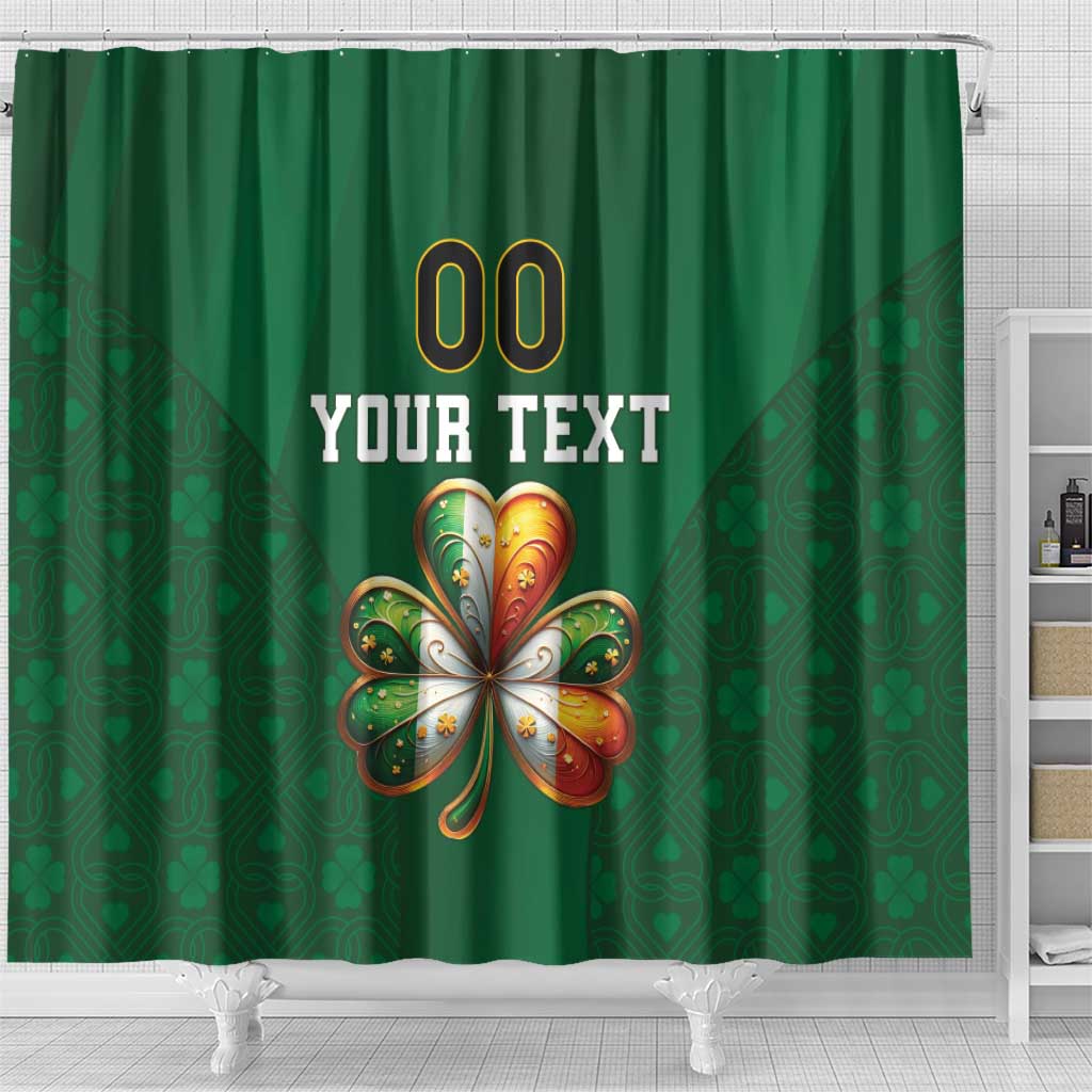 Custom Ireland Rugby Shower Curtain Shamrock With Ireland Flag Colors LT18