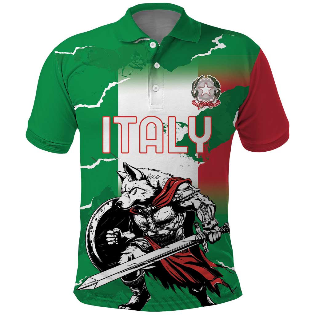 Personalized Italy Polo Shirt Wolf Warrior Grunge Style LT18