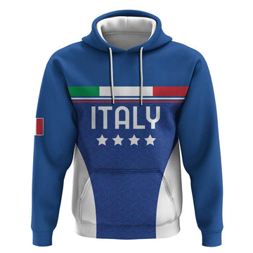 Custom Italy Football Hoodie Italy Flag Pattern On Blue LT18