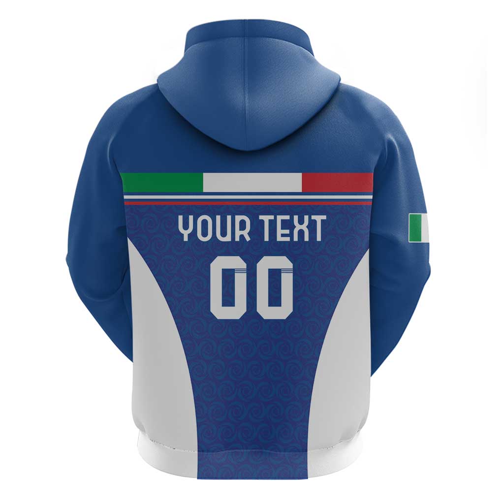 Custom Italy Football Hoodie Italy Flag Pattern On Blue LT18