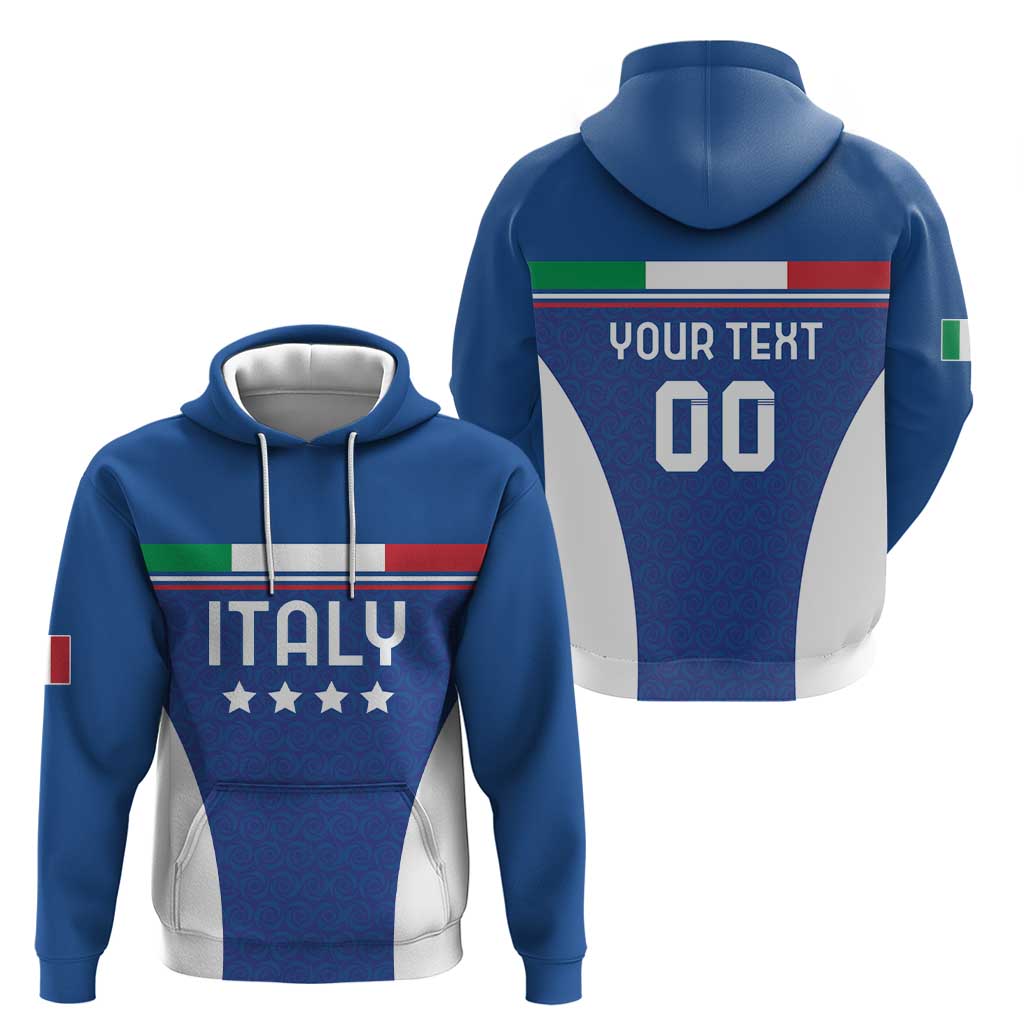 Custom Italy Football Hoodie Italy Flag Pattern On Blue LT18