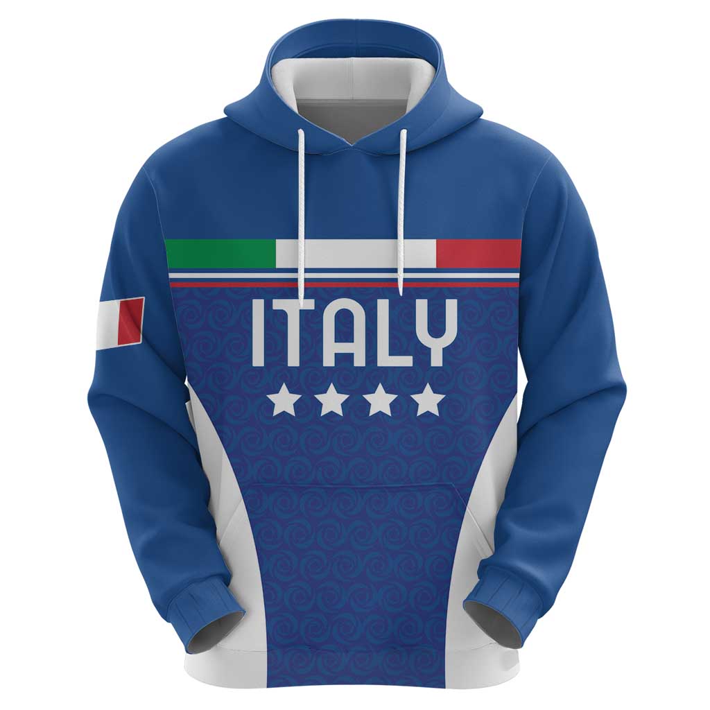 Custom Italy Football Hoodie Italy Flag Pattern On Blue LT18