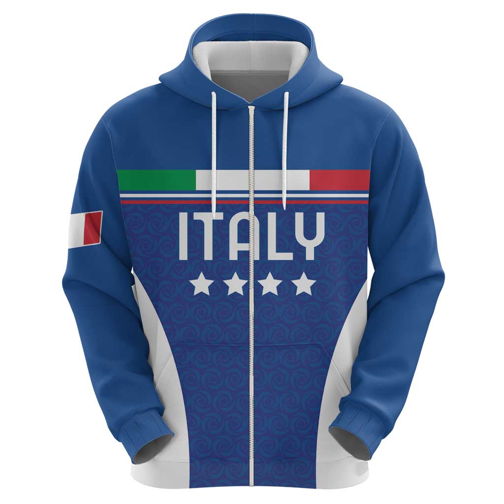 Custom Italy Football Hoodie Italy Flag Pattern On Blue LT18