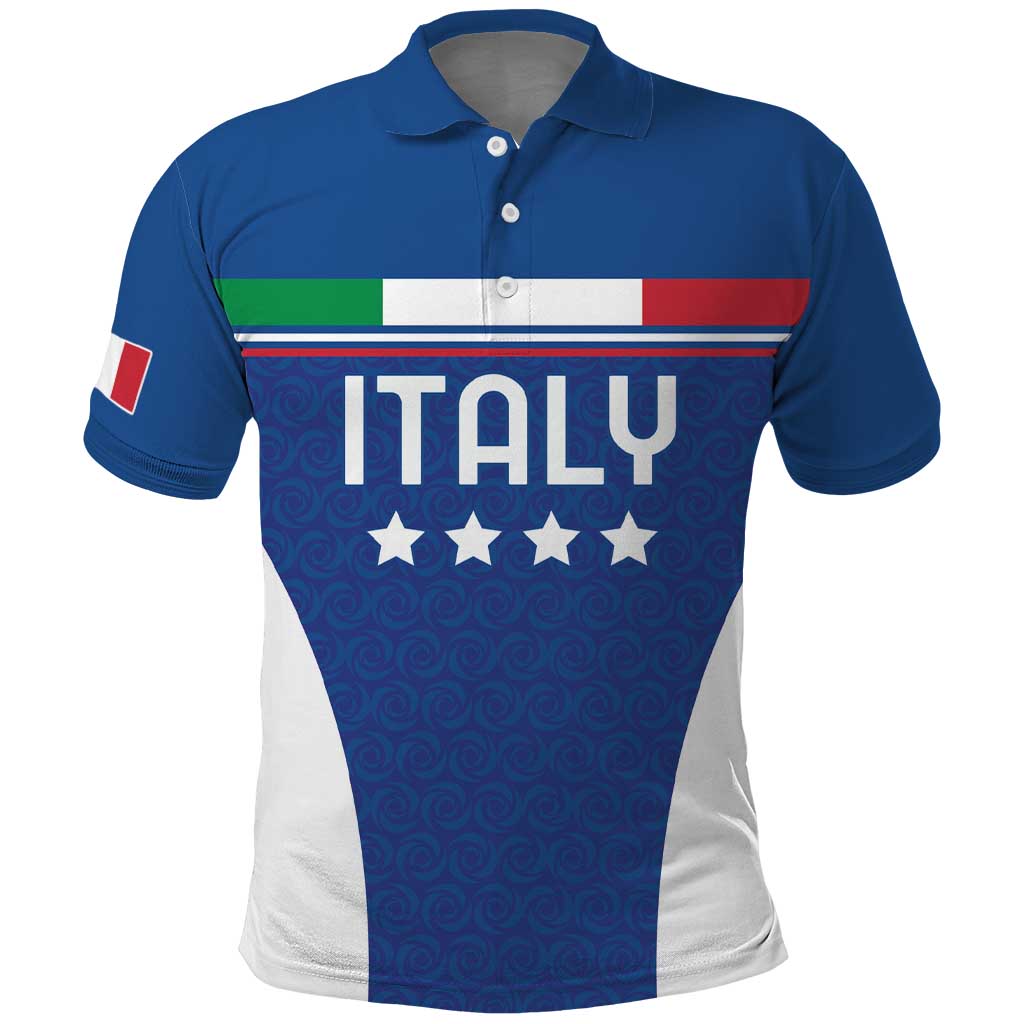 Custom Italy Football Polo Shirt Italy Flag Pattern On Blue LT18