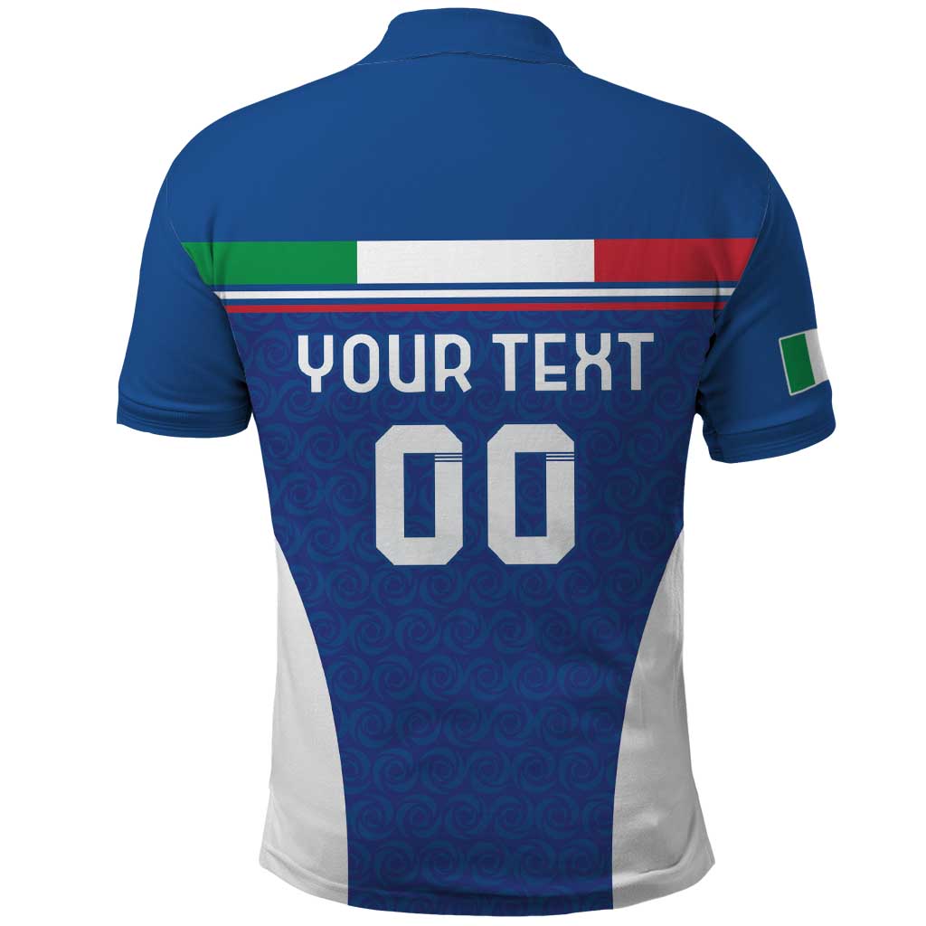 Custom Italy Football Polo Shirt Italy Flag Pattern On Blue LT18