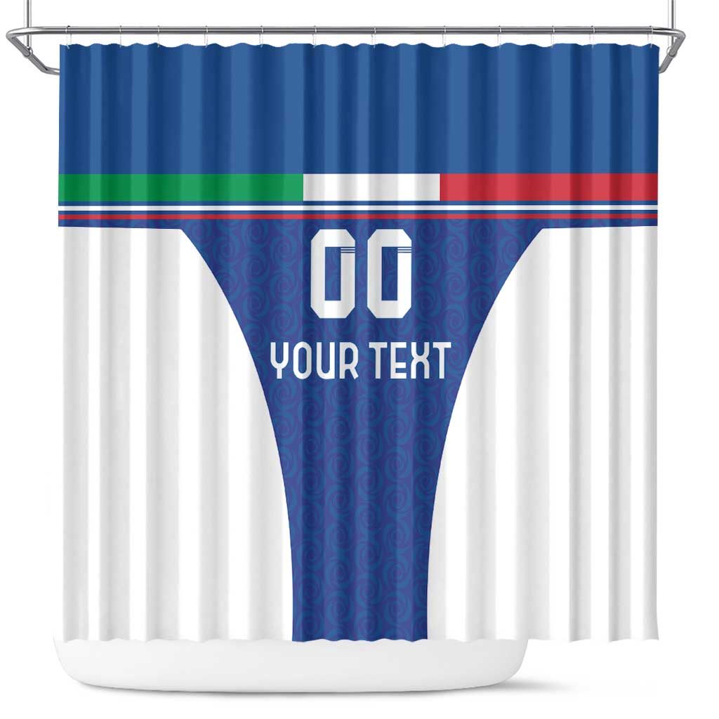 Custom Italy Football Shower Curtain Italy Flag Pattern On Blue LT18