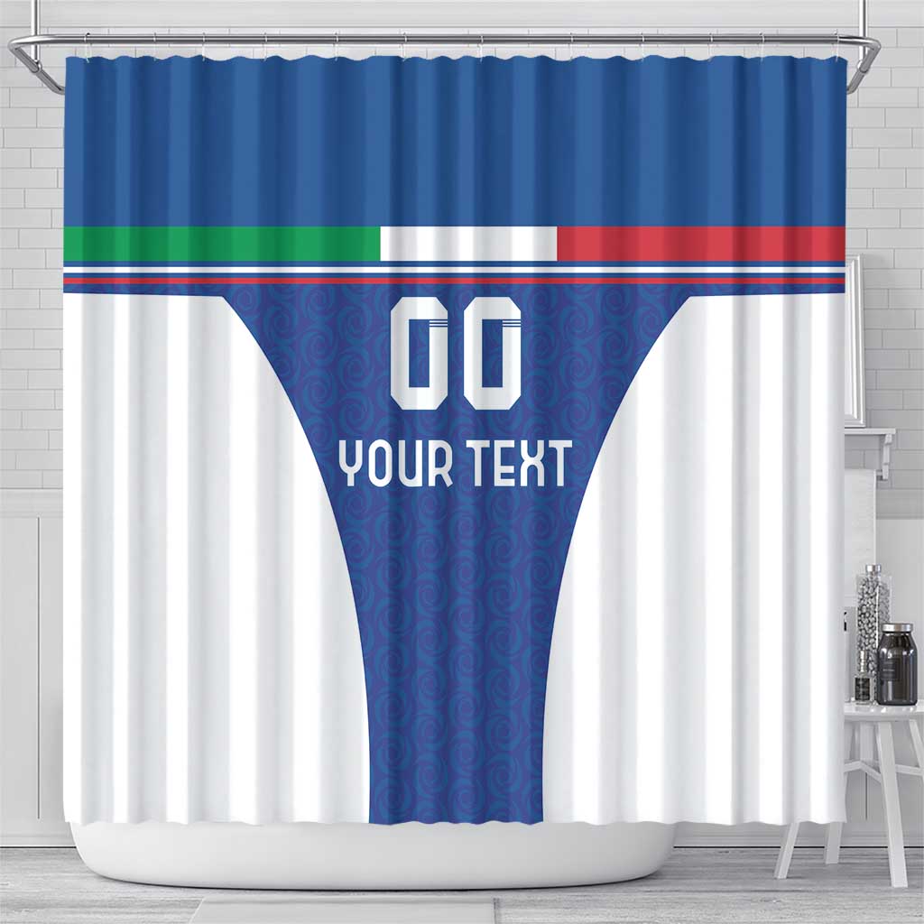 Custom Italy Football Shower Curtain Italy Flag Pattern On Blue LT18