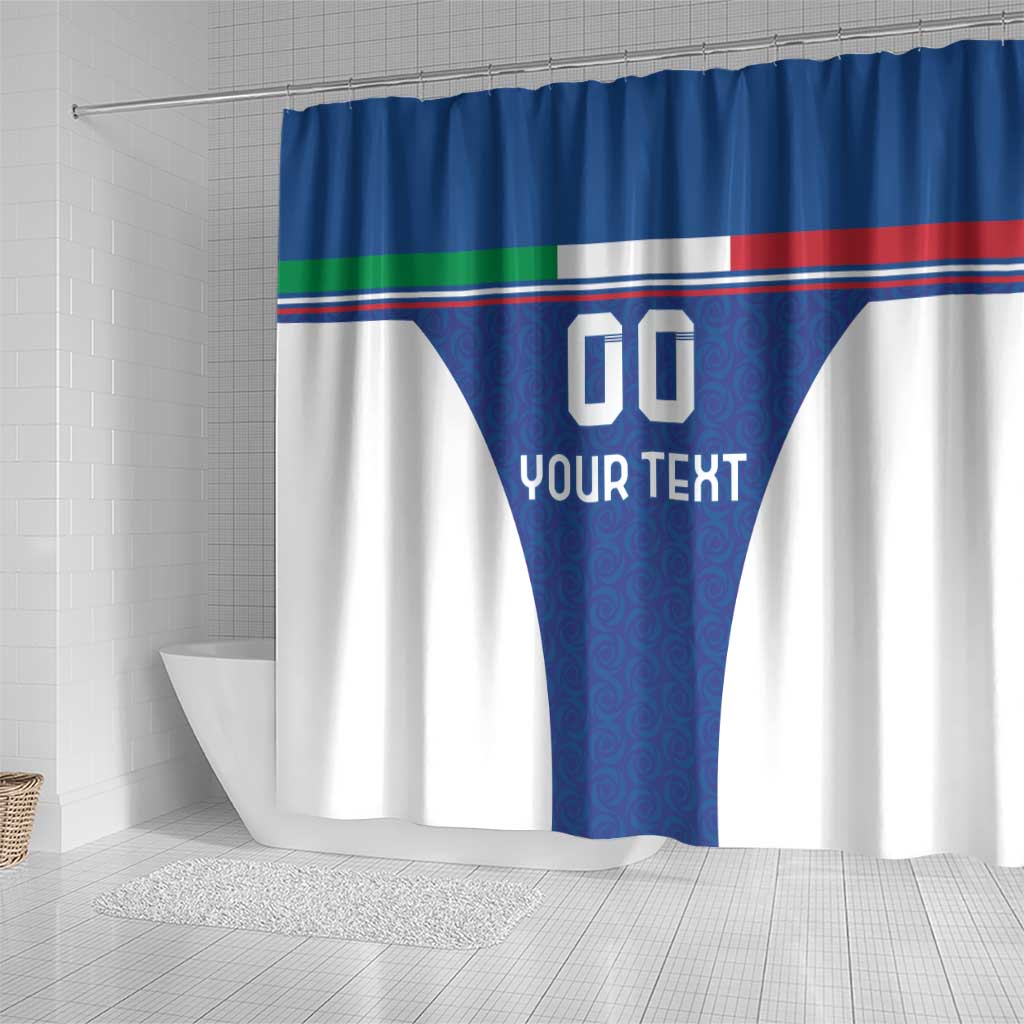 Custom Italy Football Shower Curtain Italy Flag Pattern On Blue LT18
