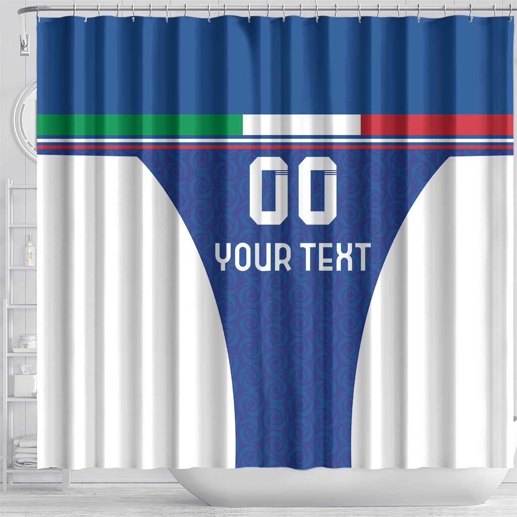 Custom Italy Football Shower Curtain Italy Flag Pattern On Blue LT18