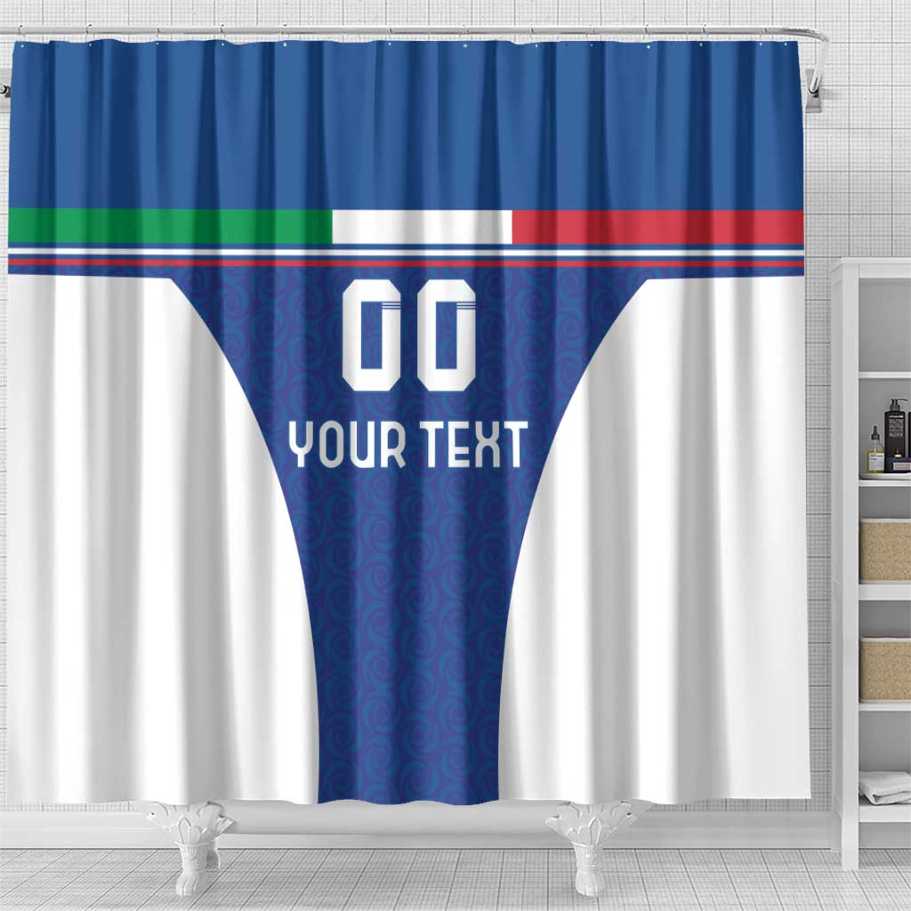 Custom Italy Football Shower Curtain Italy Flag Pattern On Blue LT18