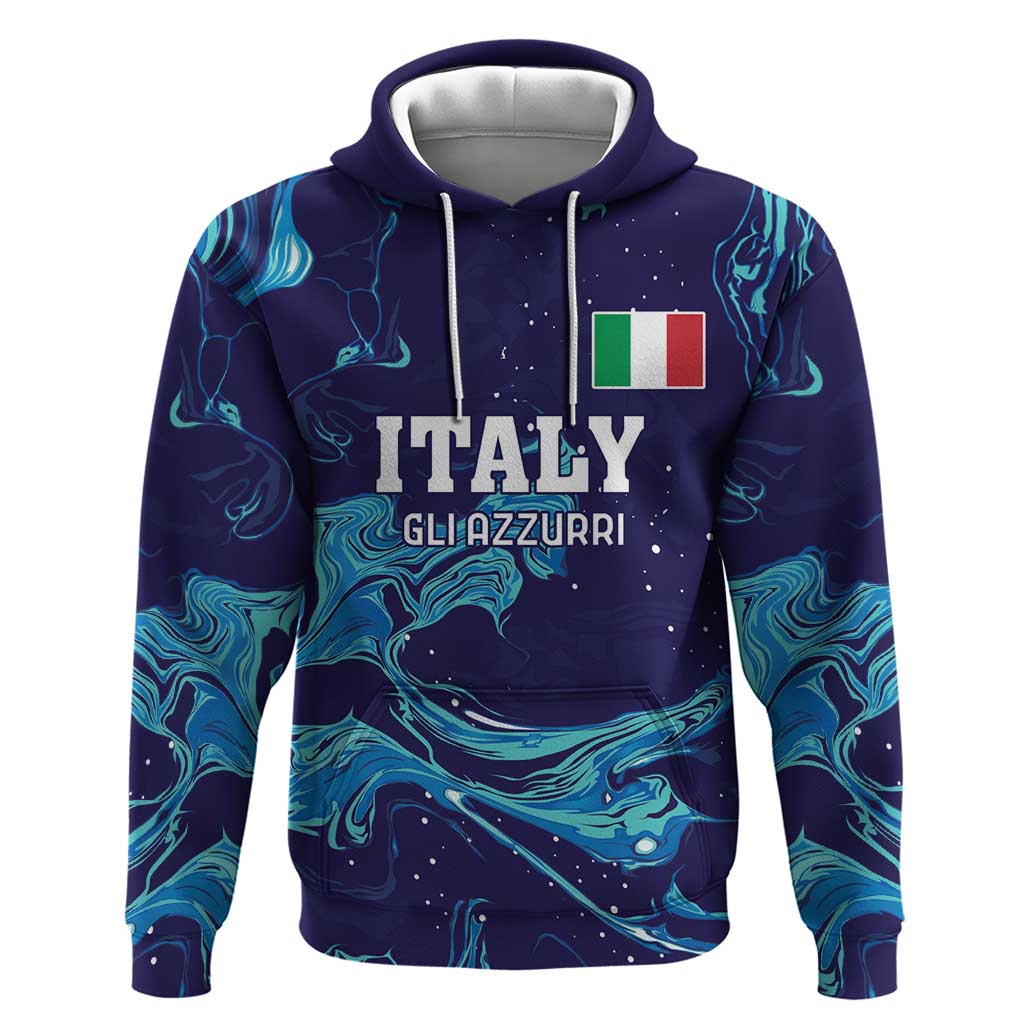 Custom Italy Rugby Hoodie Gli Azzurri Flame Pattern LT18