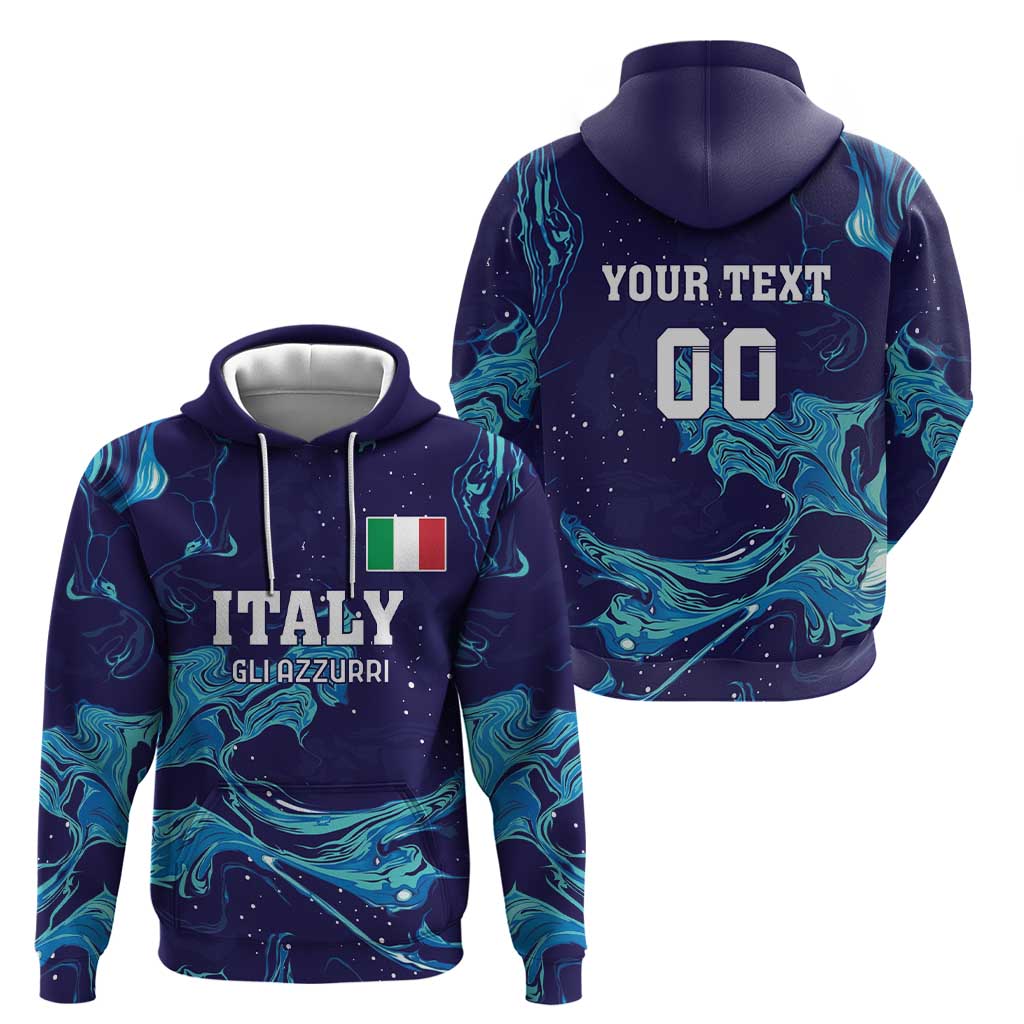 Custom Italy Rugby Hoodie Gli Azzurri Flame Pattern LT18