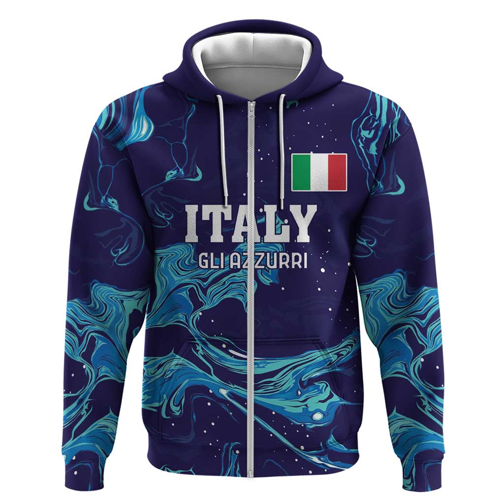 Custom Italy Rugby Hoodie Gli Azzurri Flame Pattern LT18