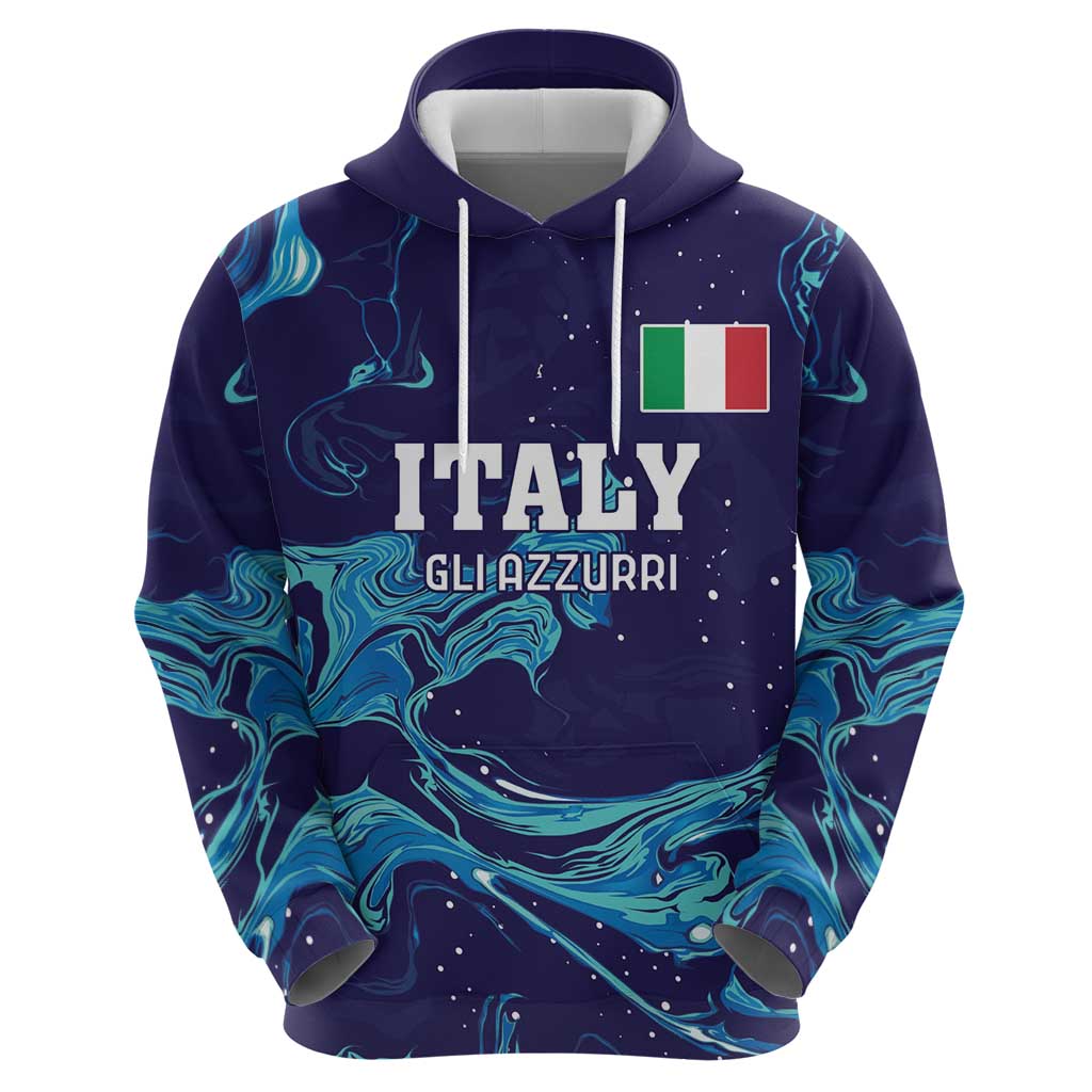 Custom Italy Rugby Hoodie Gli Azzurri Flame Pattern LT18