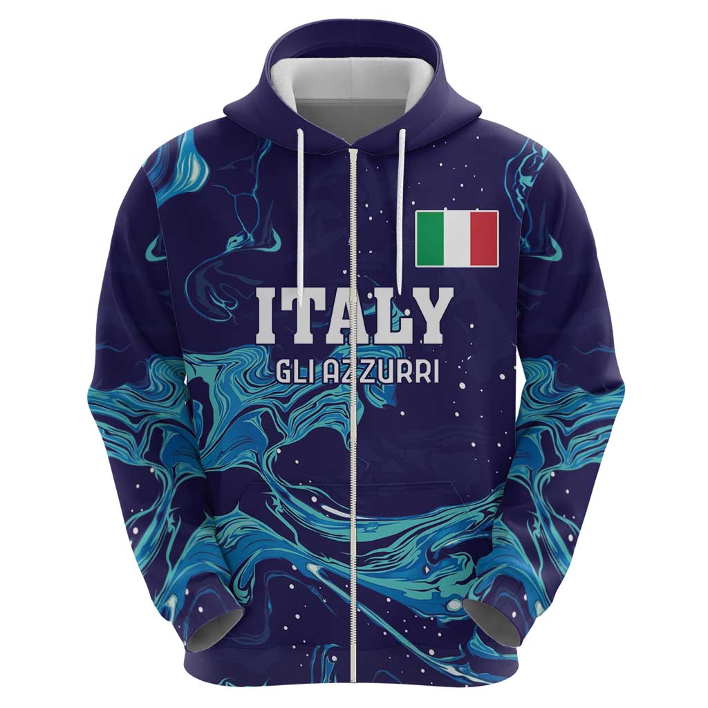 Custom Italy Rugby Hoodie Gli Azzurri Flame Pattern LT18