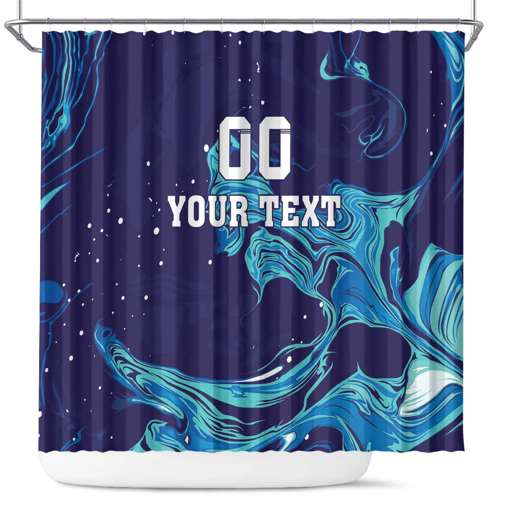 Custom Italy Rugby Shower Curtain Gli Azzurri Flame Pattern LT18