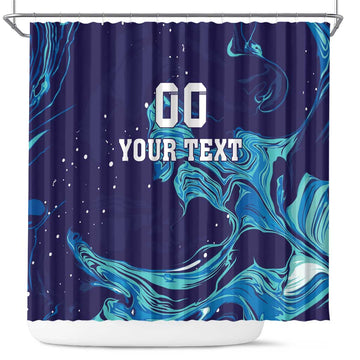 Custom Italy Rugby Shower Curtain Gli Azzurri Flame Pattern LT18