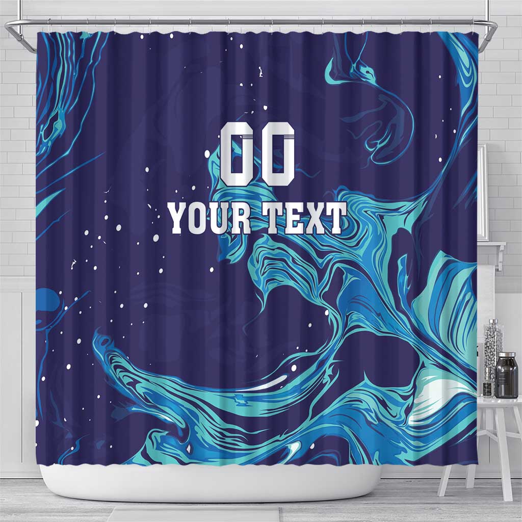 Custom Italy Rugby Shower Curtain Gli Azzurri Flame Pattern LT18