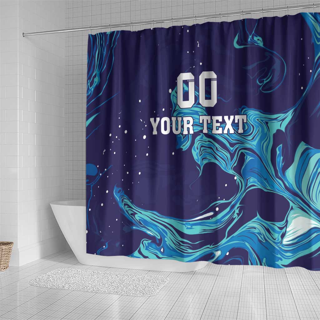 Custom Italy Rugby Shower Curtain Gli Azzurri Flame Pattern LT18
