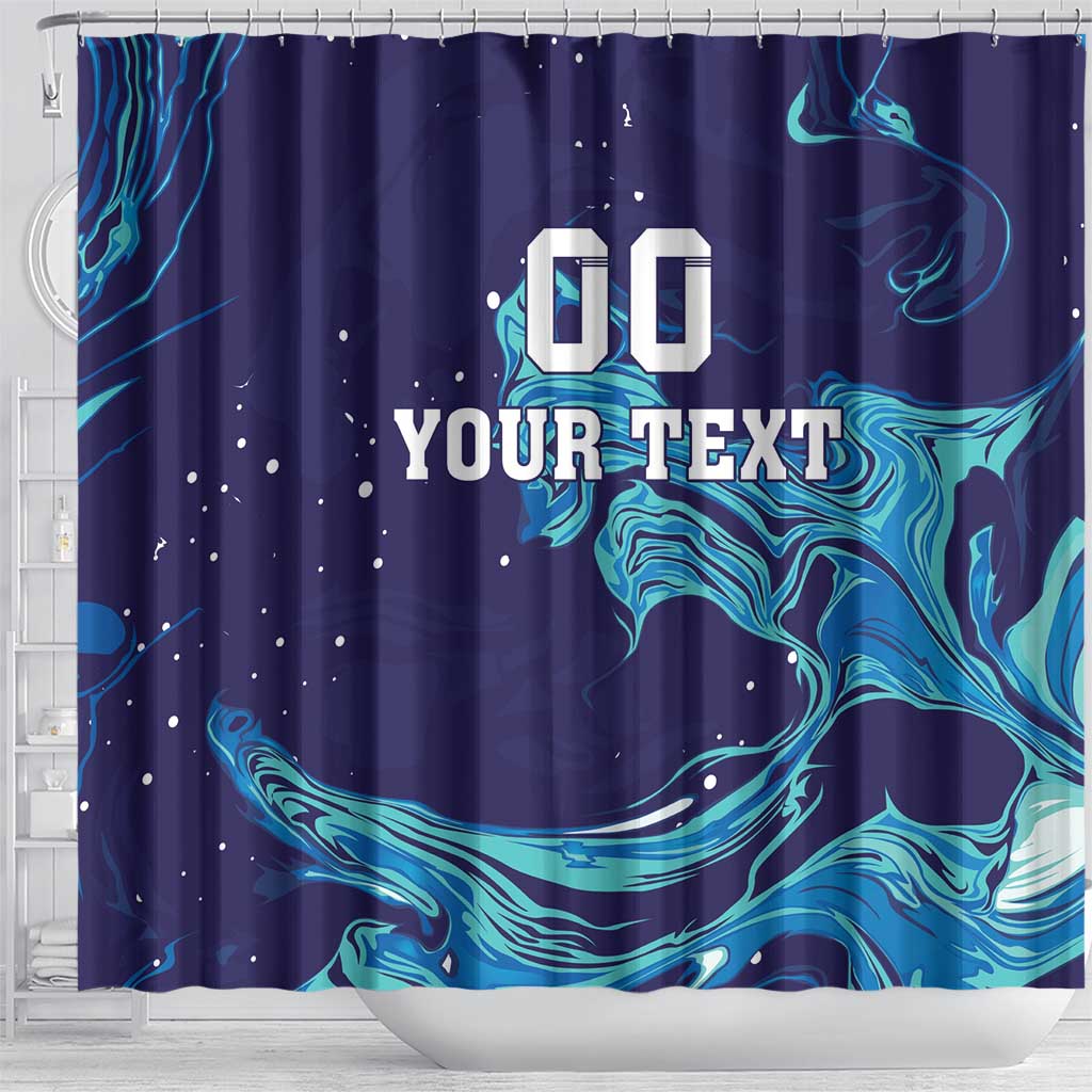 Custom Italy Rugby Shower Curtain Gli Azzurri Flame Pattern LT18