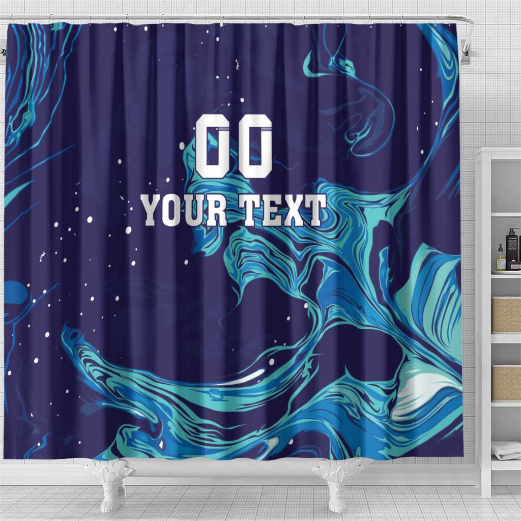 Custom Italy Rugby Shower Curtain Gli Azzurri Flame Pattern LT18