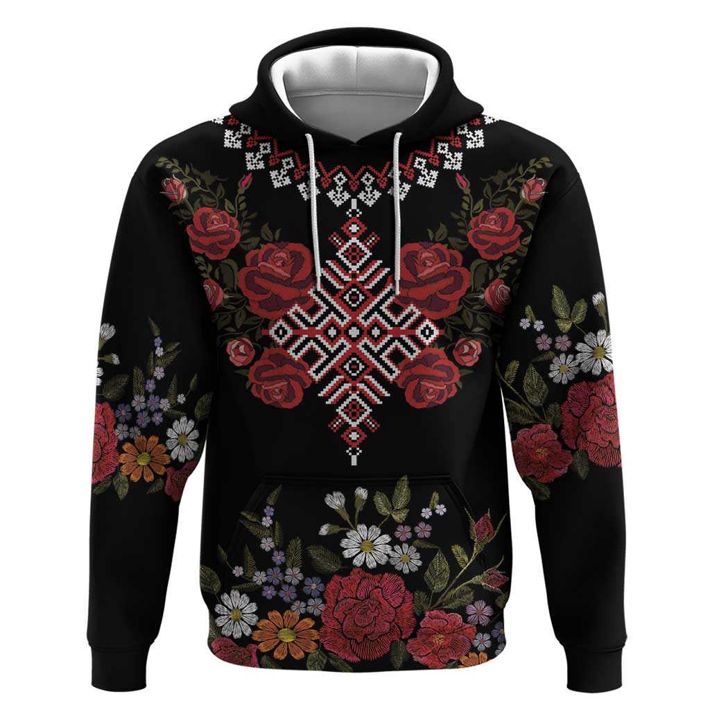 Czech Republic Traditional Costume Hoodie Embroidery Floral Pattern With Red Rose LT18