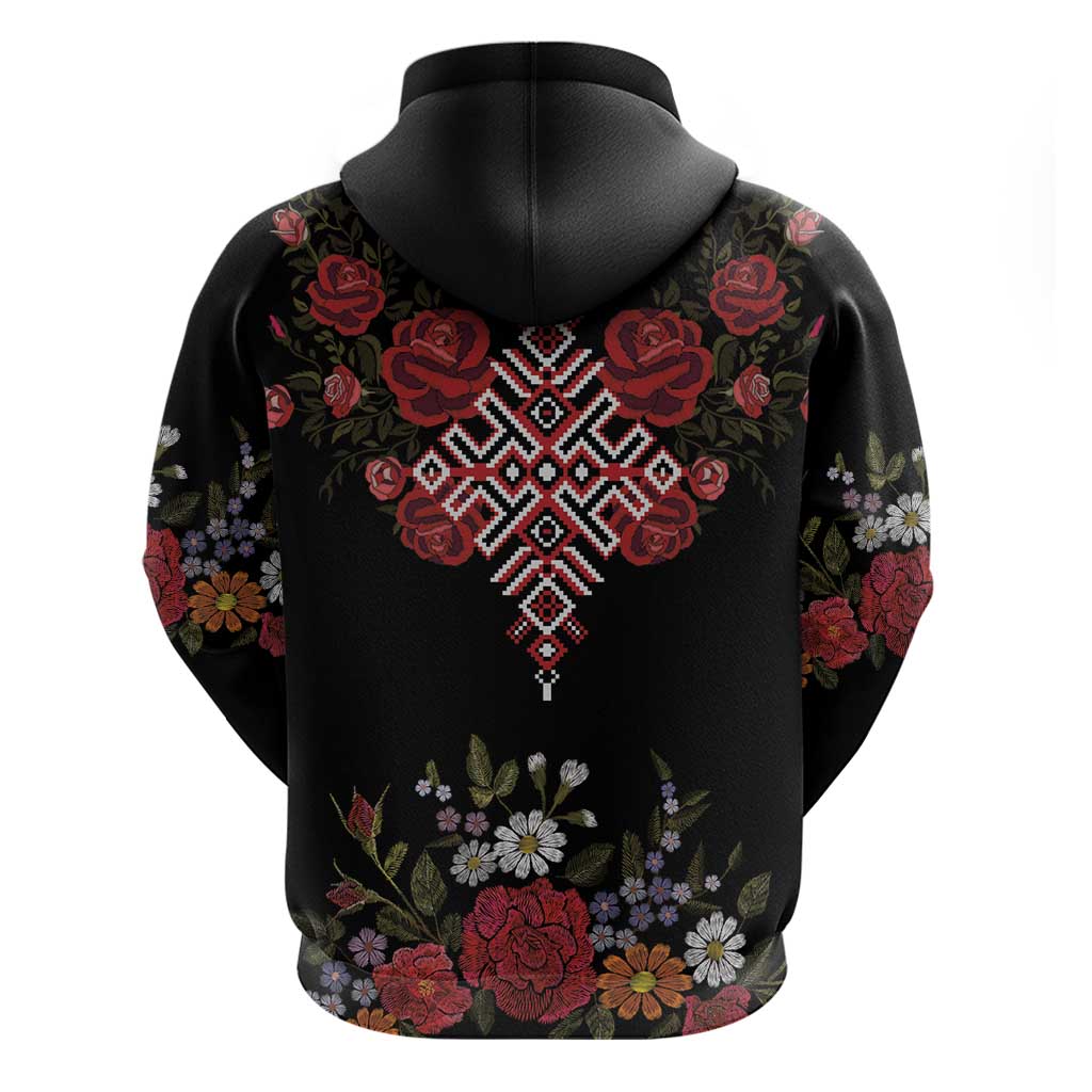 Czech Republic Traditional Costume Hoodie Embroidery Floral Pattern With Red Rose LT18