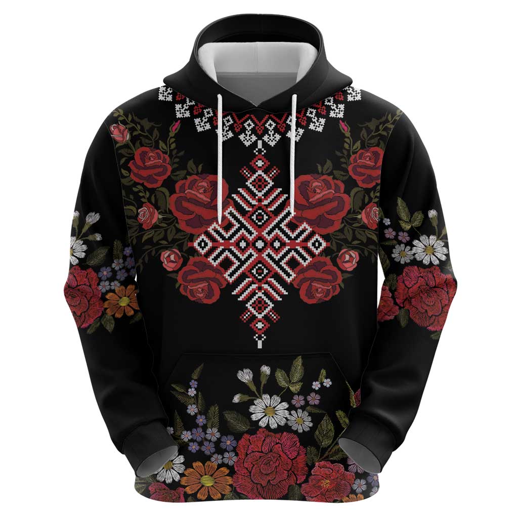 Czech Republic Traditional Costume Hoodie Embroidery Floral Pattern With Red Rose LT18