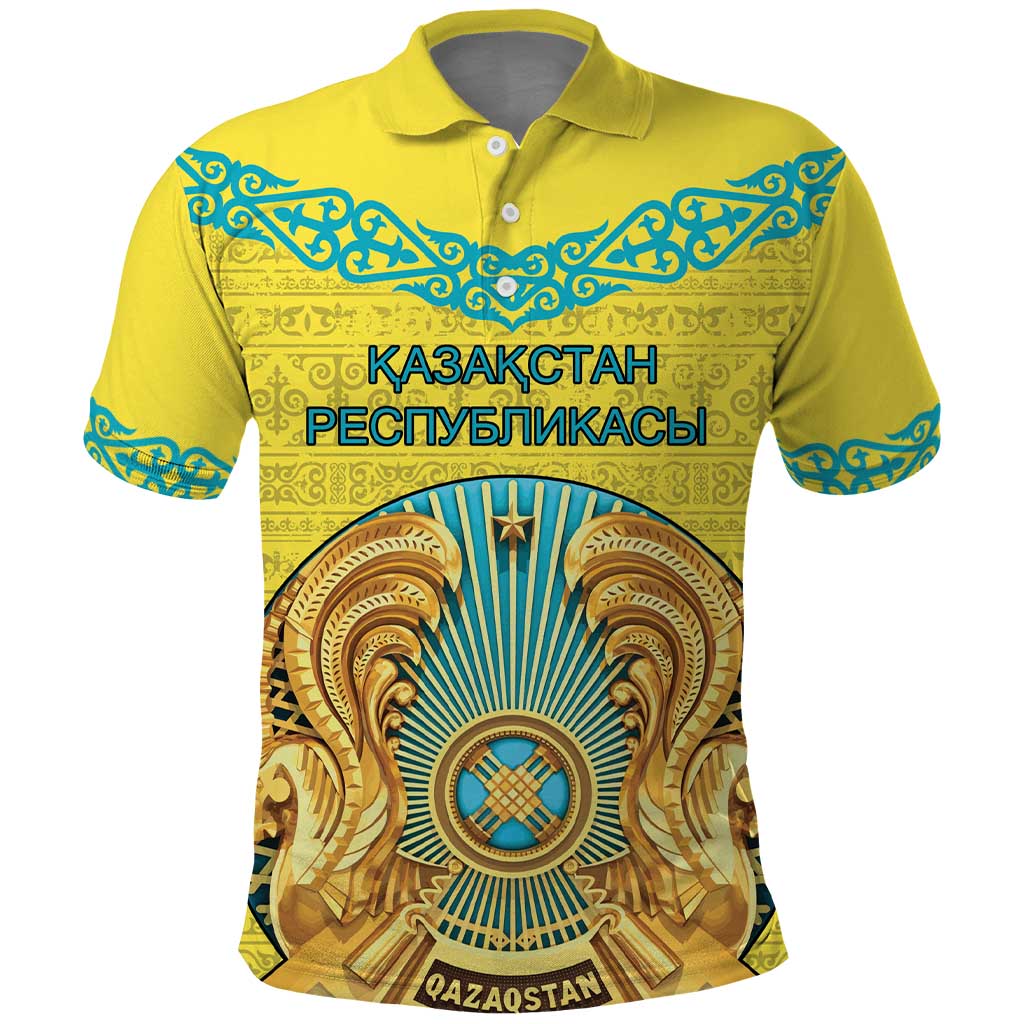 Personalized Kazakhstan Emblem Polo Shirt Kazakh Pattern LT18