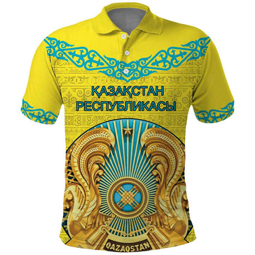 Personalized Kazakhstan Emblem Polo Shirt Kazakh Pattern LT18
